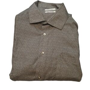 Calvin Klein Men's Black and White Patterned Shirt